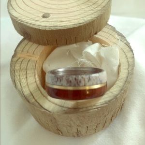 Antler & 14kt Gold Ring. Size 8. NIB